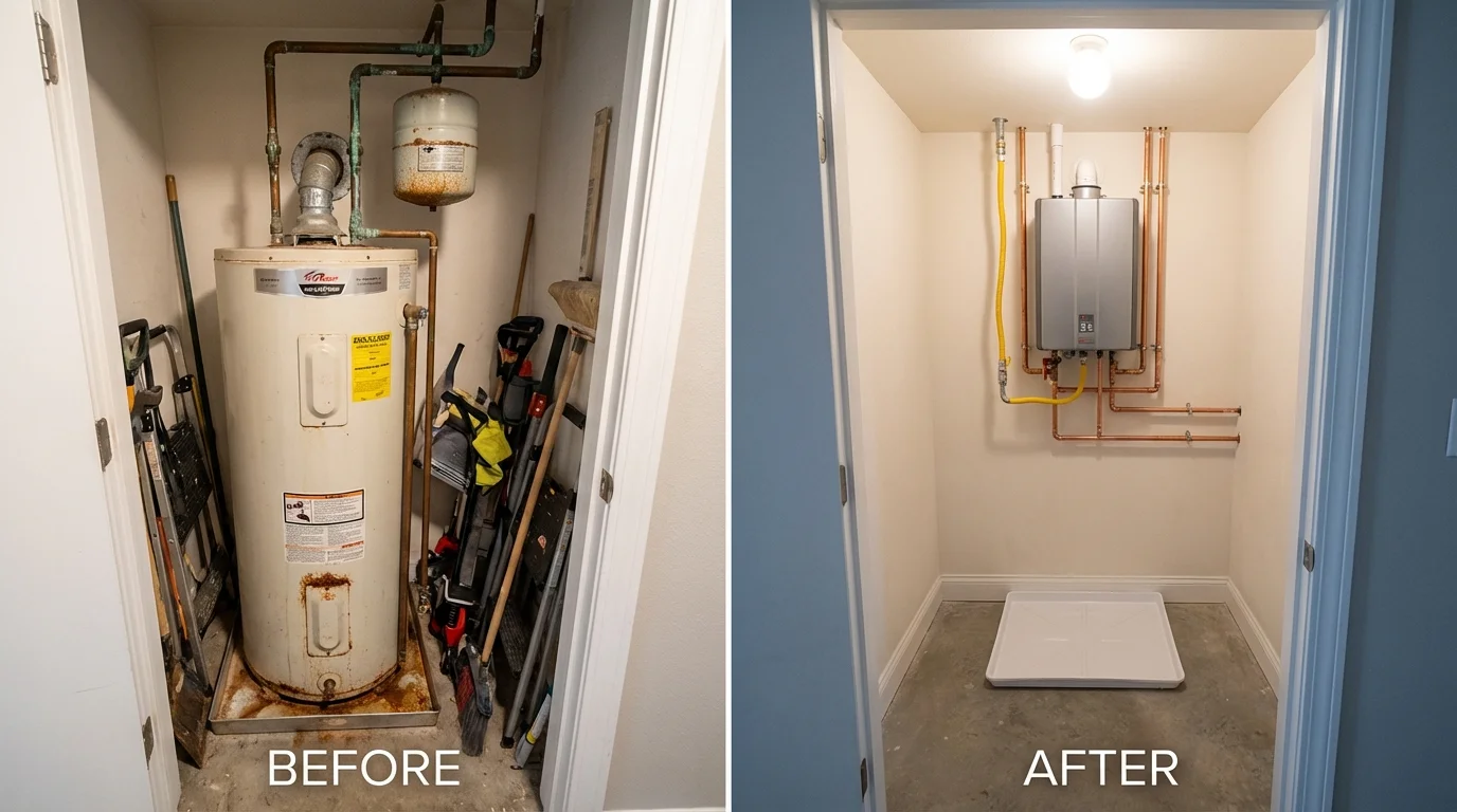 Tank water heater versus wall-mounted tankless unit comparison for Camarillo, CA homeowners