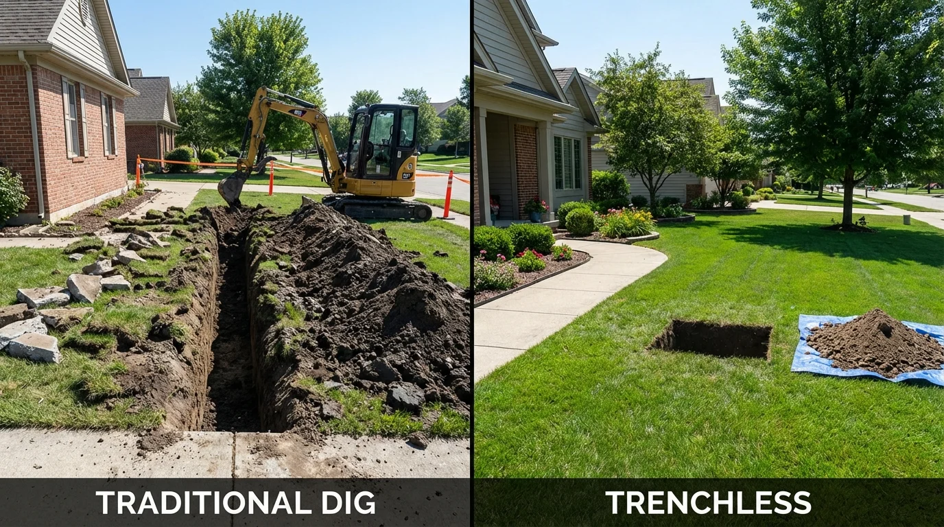 Trenchless sewer repair with minimal yard damage versus traditional excavation in Camarillo, CA